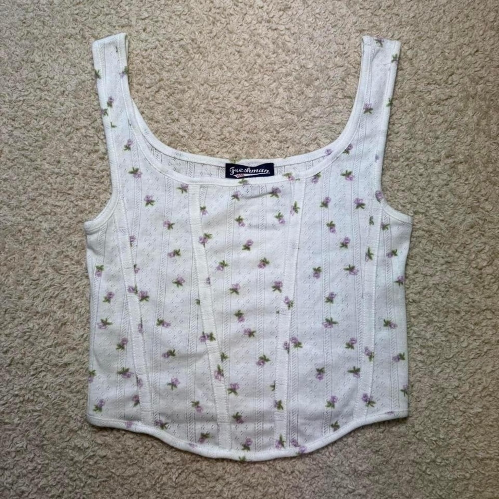 Ditsy Floral Corset Style Cotton Crop Tank Nordstrom Freshman 1996 XS NWT